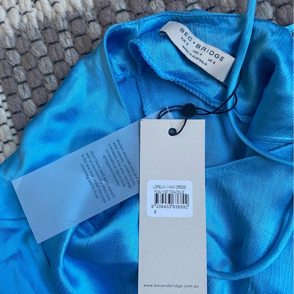 NWT Bec & Bridge Lorelai V Maxi Dress in Tropez Blue size US 4 - Picture 7 of 14